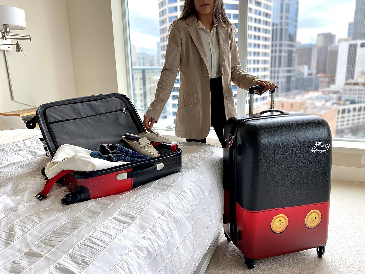 imageAmerican Tourister Disney Hardside Luggage With Spinner Wheels Mickey Mouse Pants CarryOn 21Inch