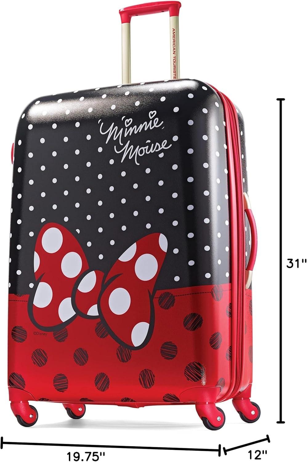 imageAmerican Tourister Disney Hardside Luggage With Spinner Wheels Minnie Mouse Red Bow CheckedLarge 28Inch