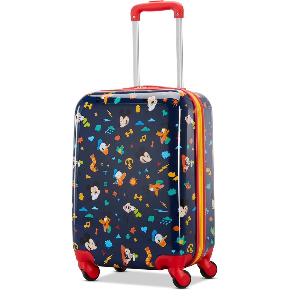 imageAmerican Tourister Disney Frozen CarryOn Luggage Airline Approved Durable Hardshell with Favorite Frozen Characters Roll Confidentially with Spinner Wheels ampamp Colorful Adjustable HandleMickey Mouse Friends
