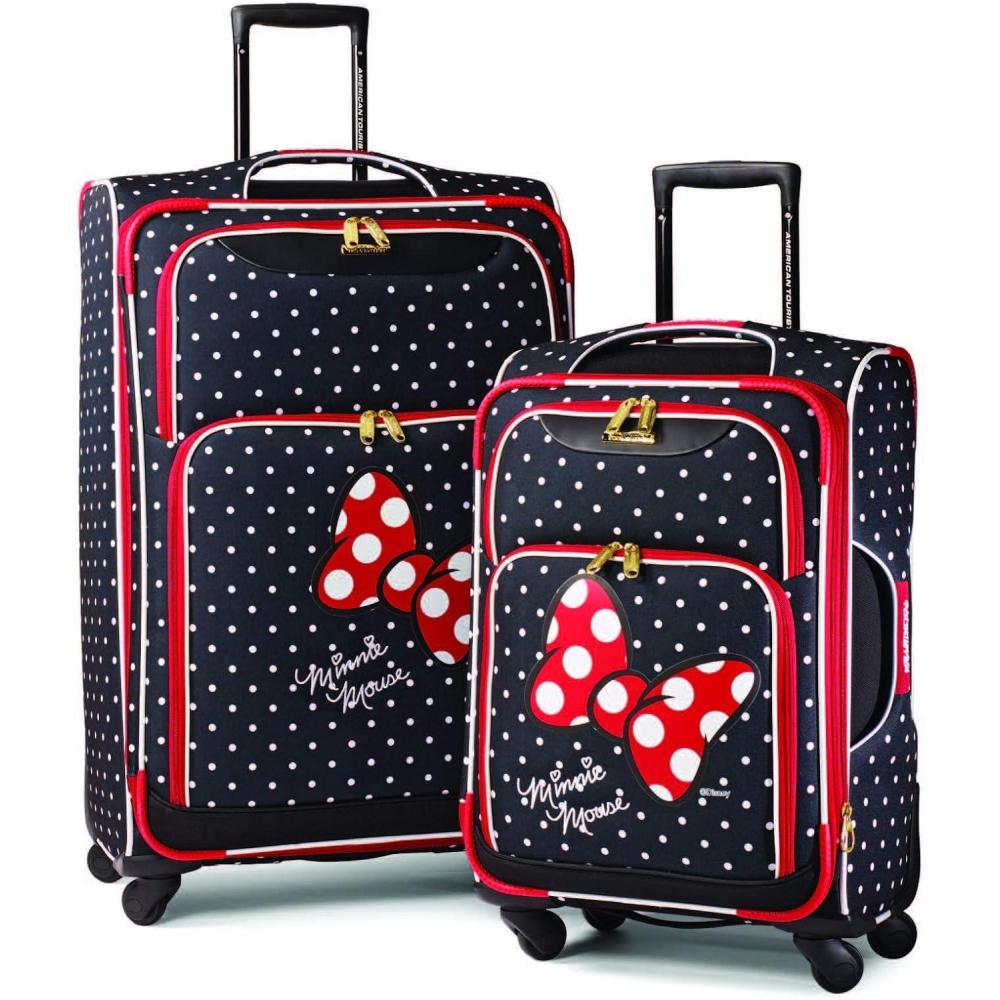imageAmerican Tourister Disney Softside Luggage with Spinner Wheels Minnie Mouse Red Bow CheckedLarge 28InchMinnie Mouse Red Bow