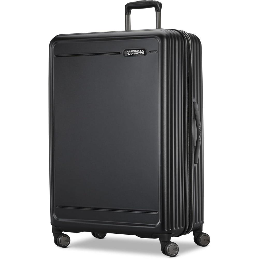 imageAmerican Tourister Fathead Large Checked Luggage  Customize with Favorite Sports or Character Decal  Durable ABS Hardshell with 15quot Expansion  360 Spinner Wheels  RightHeight Handle  WhiteBlack