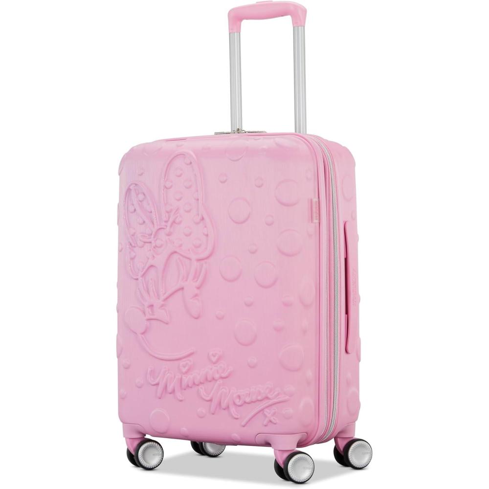 imageAmerican Tourister Mickey Mouse CarryOn Luggage  Airline Approved Durable Hardshell with RightHeight Adjustable Handle  Expands 15in  Roll Confidentially with Dual 360 Spinner WheelsMinnie Mouse