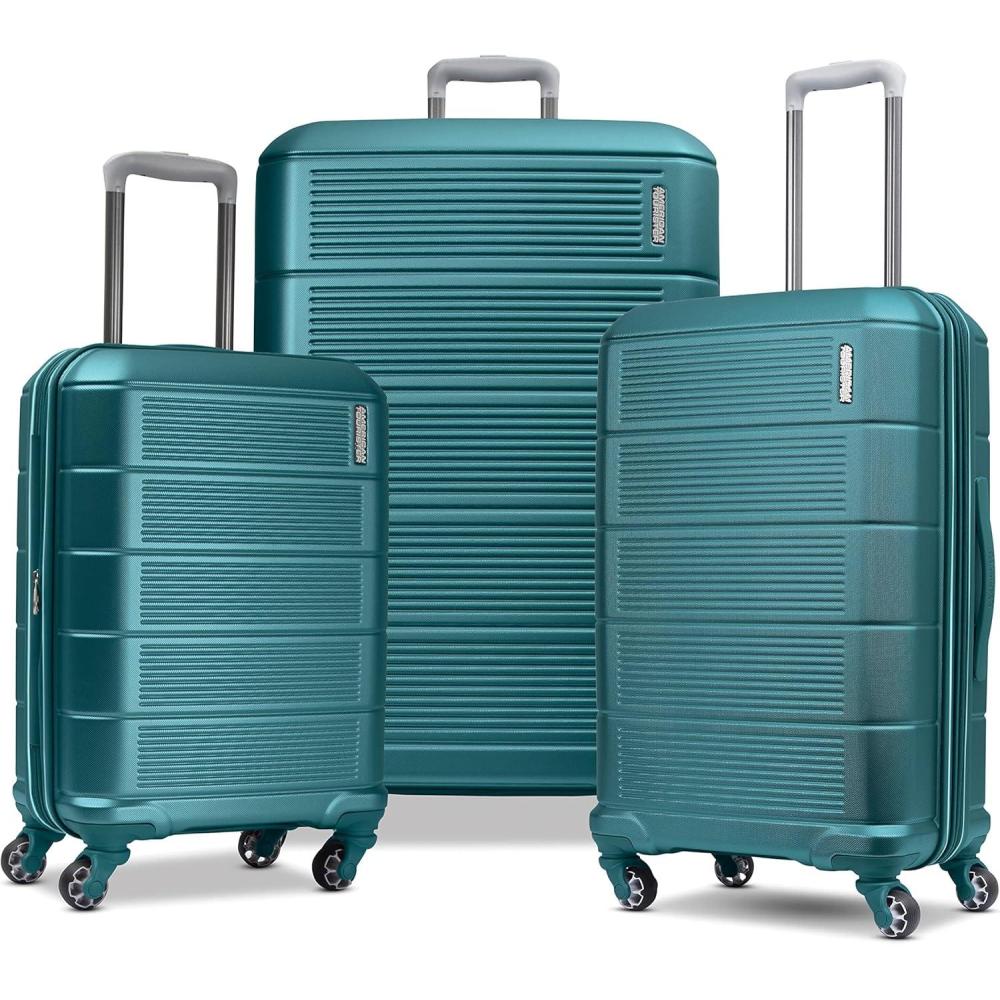 imageAmerican Tourister Stratum 20 Expandable Hardside Luggage with Spinner Wheels 24quot SPINNER Purple HazeBright Teal