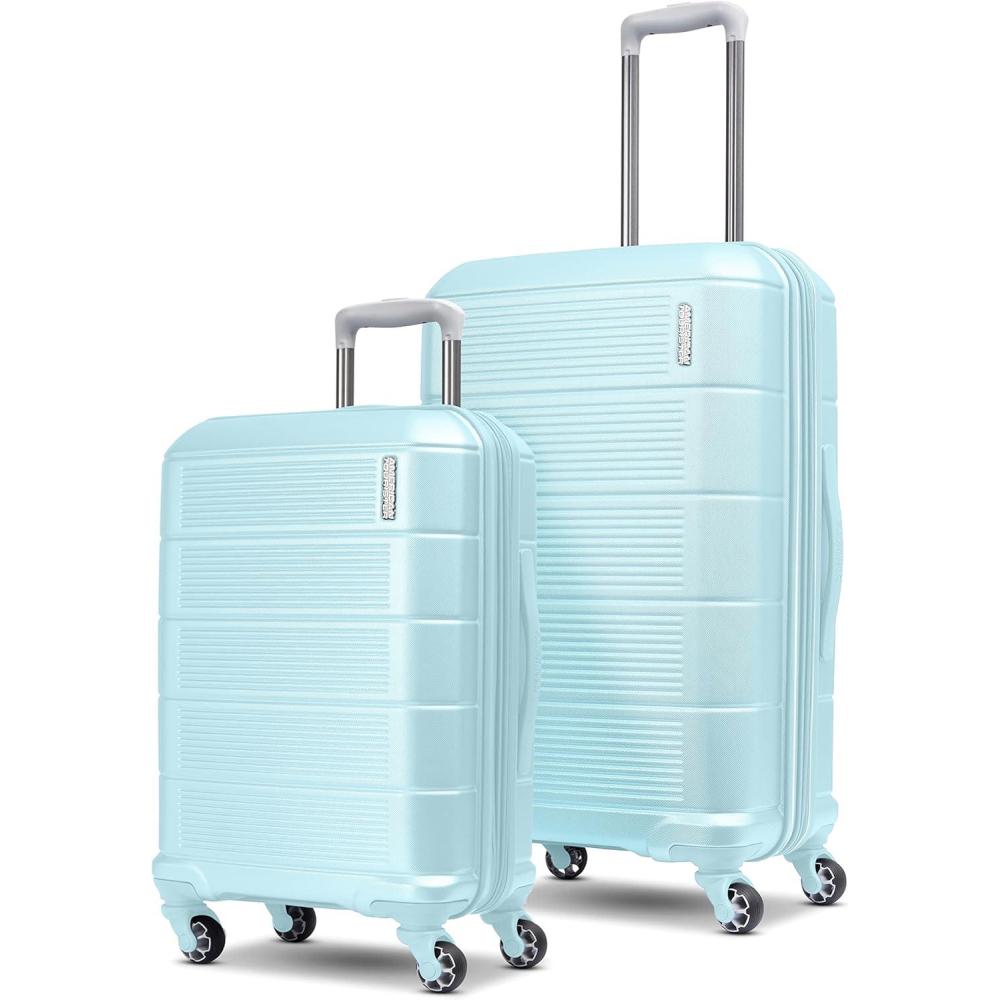 imageAmerican Tourister Stratum 20 Expandable Hardside Luggage with Spinner Wheels 28quot SPINNER Slate BlueSky Blue
