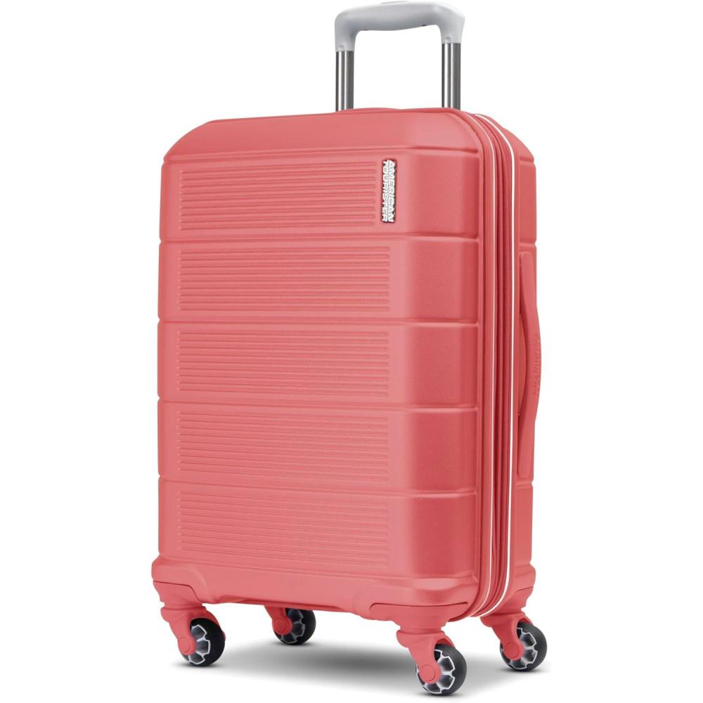 imageAmerican Tourister Stratum 20 Expandable Hardside Luggage with Spinner Wheels 28quot SPINNER Slate BlueSoft Coral