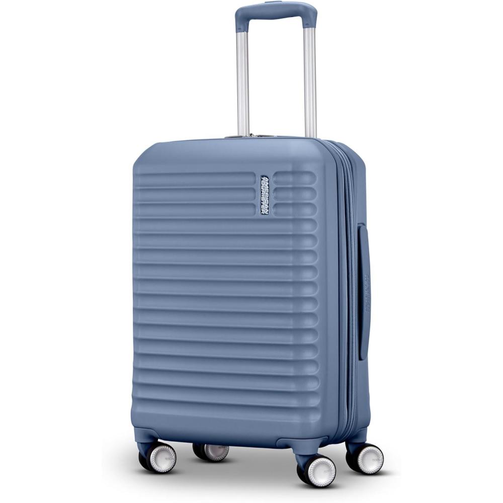 imageAmerican Tourister Stratum 30 CarryOn Spinner Airline Approved Durable Hardside Luggage Expands 15quot RightHeight Adjustable Handle BlackElemental Blue