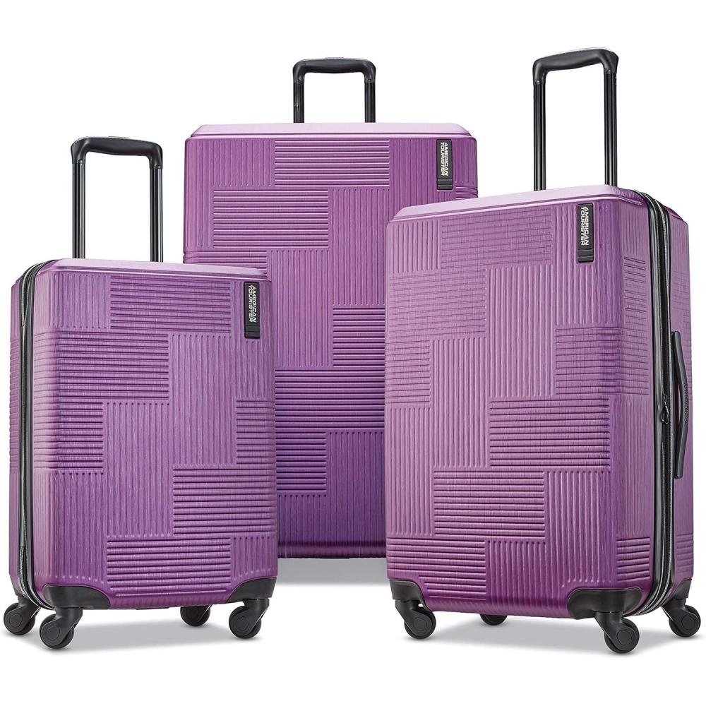 imageAmerican Tourister Stratum XLT Expandable Hardside Luggage with Spinner Wheels Pink Blush CarryOn 21InchPower Plum