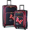American Tourister Disney Softside Luggage with Spinner Wheels, Minnie Mouse Red Bow, Checked-Large 28-Inch(Minnie Mouse Red Bow)