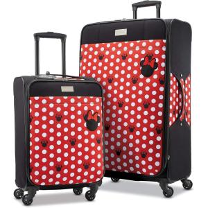 American Tourister Disney Softside Luggage with Spinner Wheels, Minnie Mouse Red Bow, Checked-Large 28-Inch(Minnie Mouse Dots)