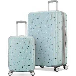American Tourister Moonlight II Hardside Expandable Luggage with Spinner Wheels, Ombre Peach, Carry-On 20-Inch(Blue Terazzo)