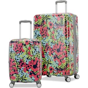 American Tourister Moonlight II Hardside Expandable Luggage with Spinner Wheels, Ombre Peach, Carry-On 20-Inch(Poppy Pattern)