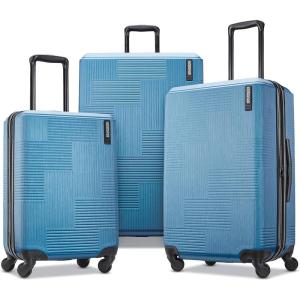 American Tourister Stratum XLT Expandable Hardside Luggage with Spinner Wheels, Jet Black, Carry-On 21-Inch(Blue Spruce)