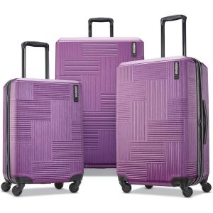 American Tourister Stratum XLT Expandable Hardside Luggage with Spinner Wheels, Pink Blush, Carry-On 21-Inch(Power Plum)