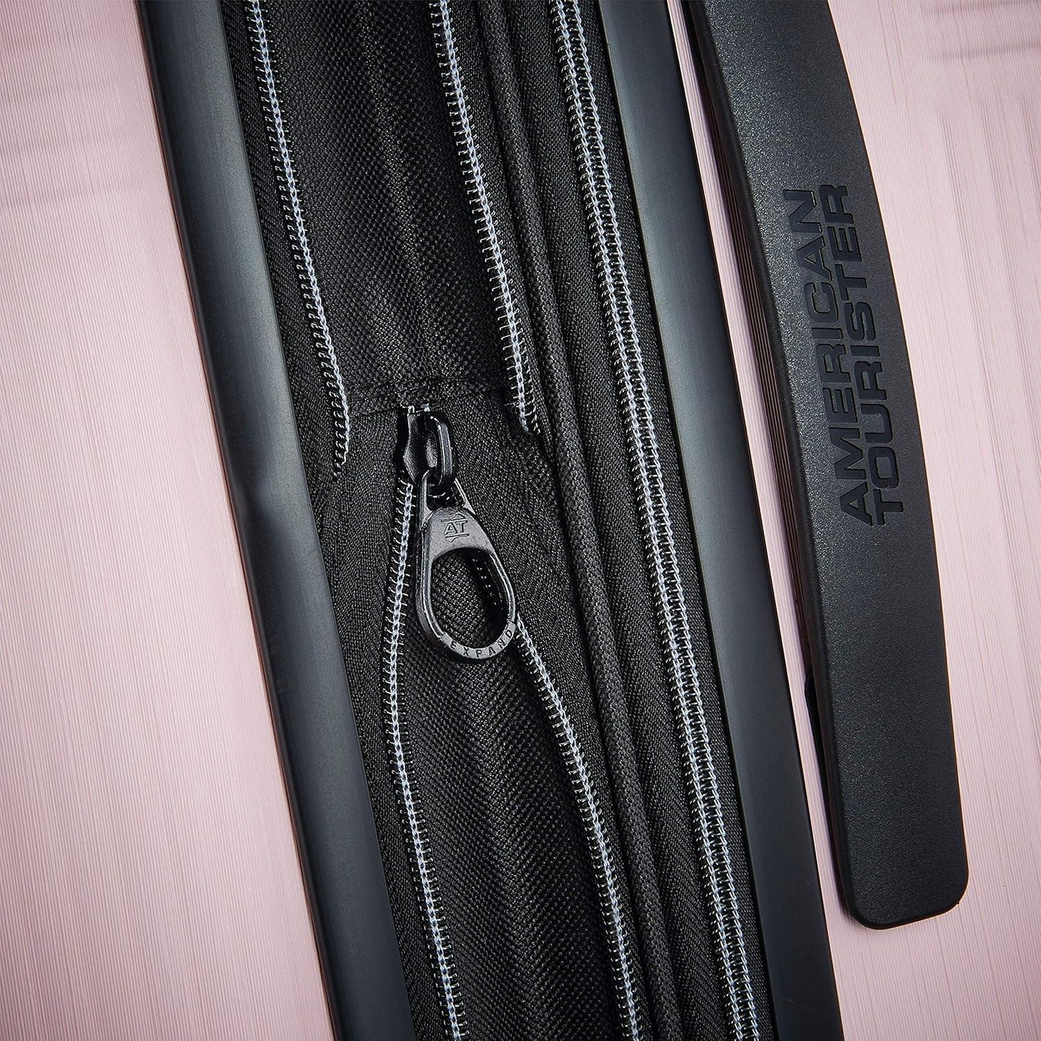 imageAmerican Tourister Stratum XLT Expandable Hardside Luggage with Spinner Wheels Pink Blush CheckedLarge 28InchPink Blush