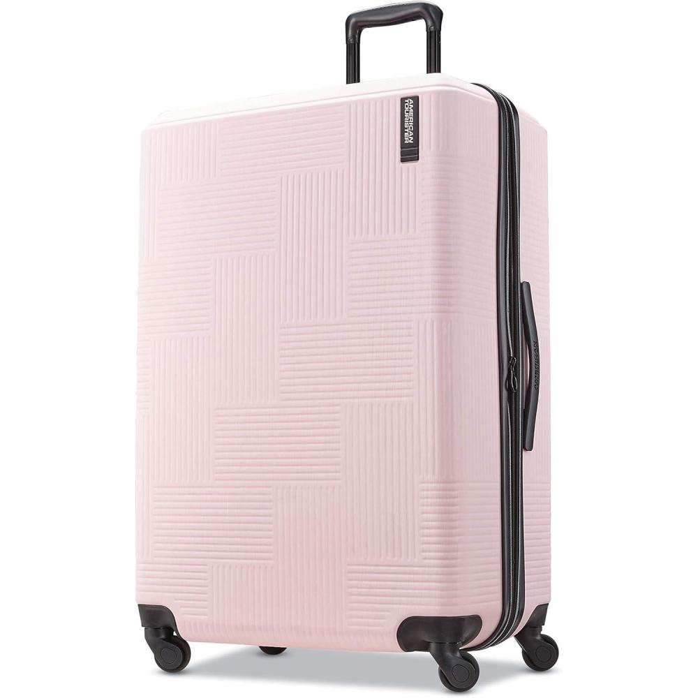 imageAmerican Tourister Stratum XLT Expandable Hardside Luggage with Spinner Wheels Pink Blush CheckedLarge 28InchPink Blush
