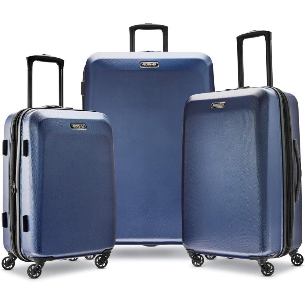 imageAmerican Tourister Moonlight Hardside Expandable Luggage with Spinner Wheels Rose Gold CarryOn 21InchNavy