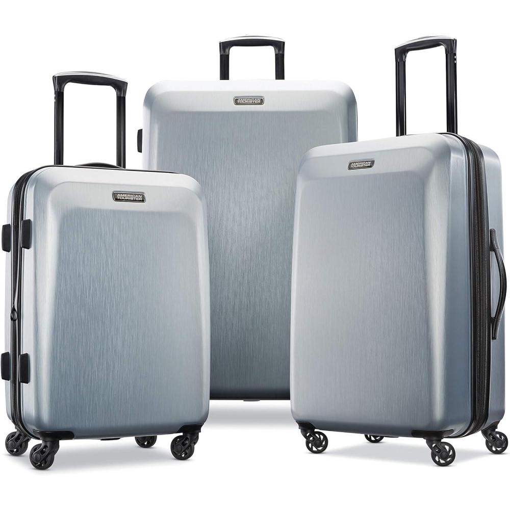 imageAmerican Tourister Moonlight Hardside Expandable Luggage with Spinner Wheels Rose Gold CarryOn 21InchSilver