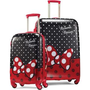 American Tourister Disney Hardside Luggage with Spinner Wheels, Minnie Mouse Red Bow, 2-Piece Set (21/28)(Minnie Mouse Red Bow)