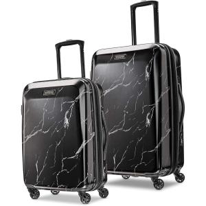 American Tourister Moonlight Hardside Expandable Luggage with Spinner Wheels, Rose Gold, Carry-On 21-Inch(Black Marble)
